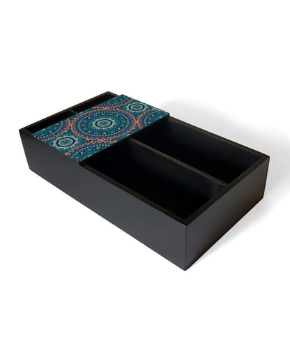 Sophisticated Mandala Design Black Cutlery Holder | 9 x 5 x 2 inches