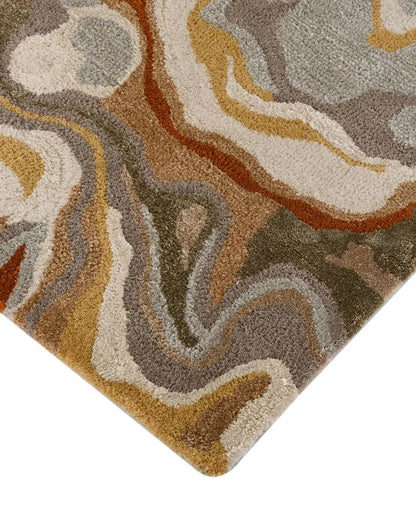 Beige Abstract Pattern Hand Tufted Carpet