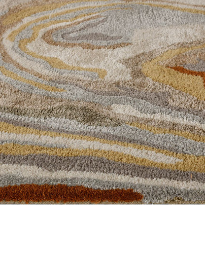 Beige Abstract Pattern Hand Tufted Carpet