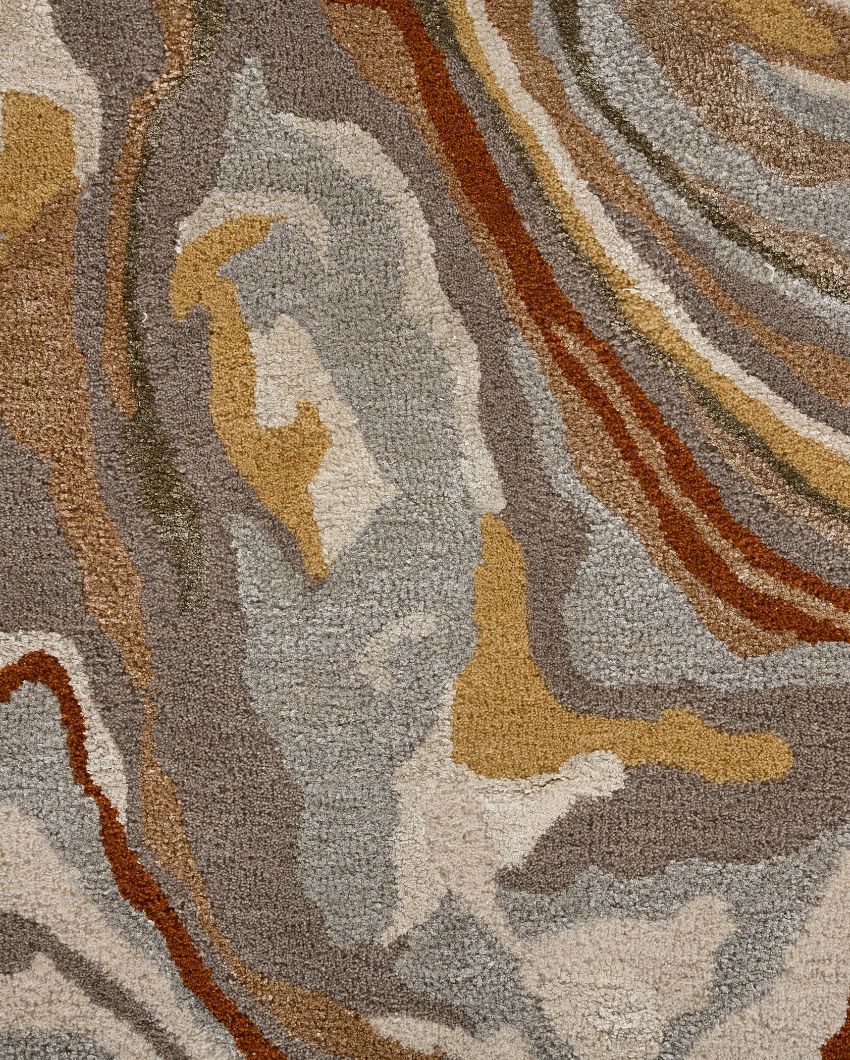 Beige Abstract Pattern Hand Tufted Carpet