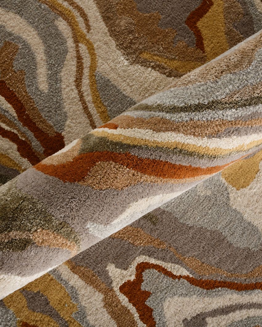 Beige Abstract Pattern Hand Tufted Carpet