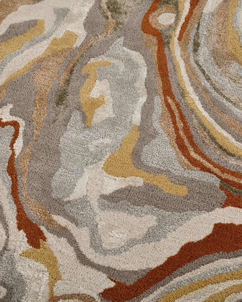 Beige Abstract Pattern Hand Tufted Carpet