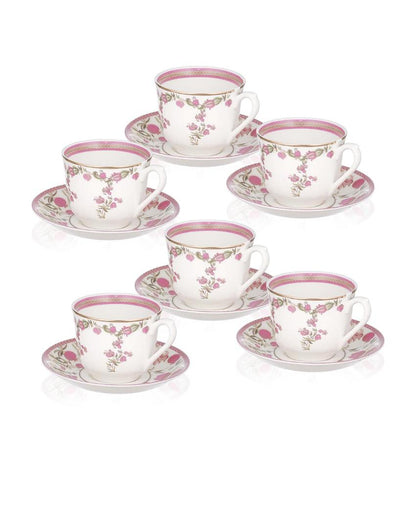 Pom Passion 24K Gold Plated Tea Cup & Saucer Set | Set of 6 | 4 x 3 inches