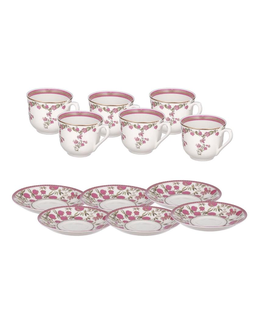 Pom Passion 24K Gold Plated Tea Cup & Saucer Set | Set of 6 | 4 x 3 inches