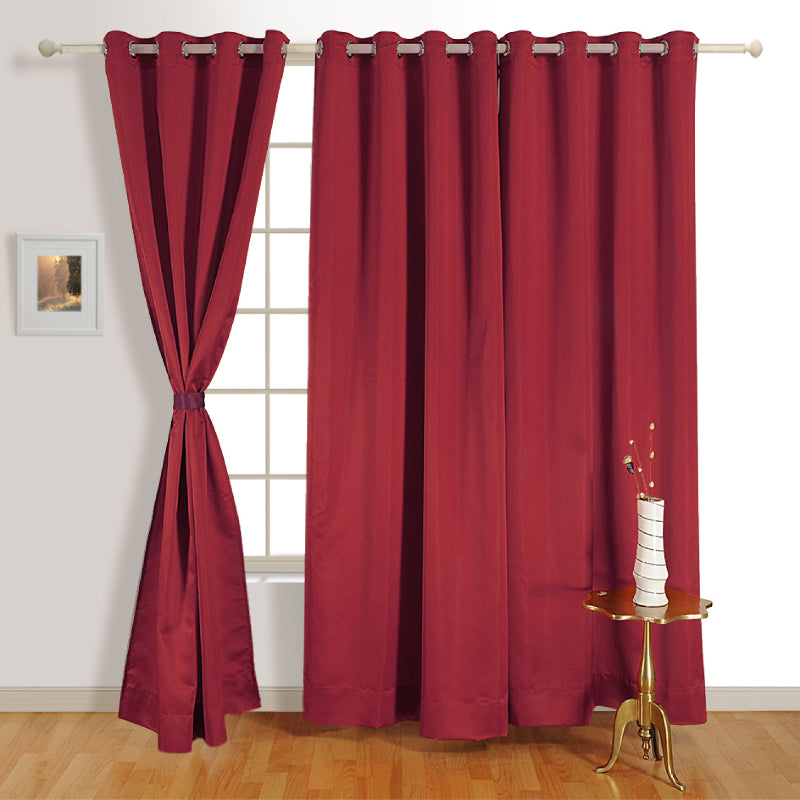 Maroon Polyster Blackout Solid Design | 5 Ft, 7 Ft, 9 Ft | Set of 2 Door(7ft)