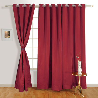 Maroon Polyster Blackout Solid Design | 5 Ft, 7 Ft, 9 Ft | Set of 2 Door(7ft)