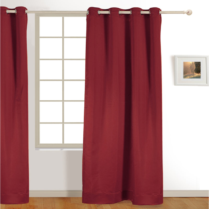 Maroon Polyster Blackout Solid Design | 5 Ft, 7 Ft, 9 Ft | Set of 2 Door(7ft)