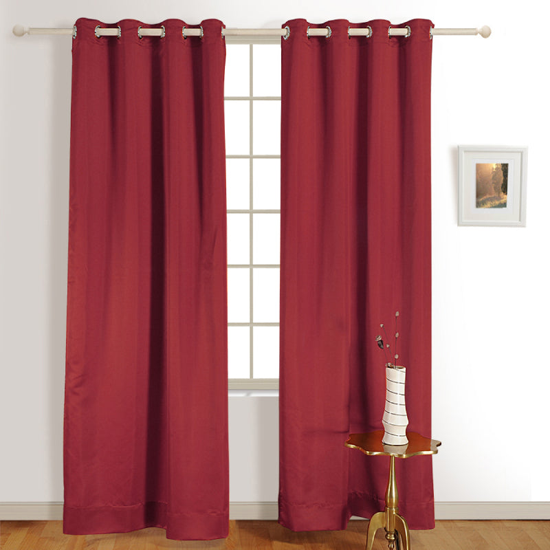 Maroon Polyster Blackout Solid Design | 5 Ft, 7 Ft, 9 Ft | Set of 2 Door(7ft)