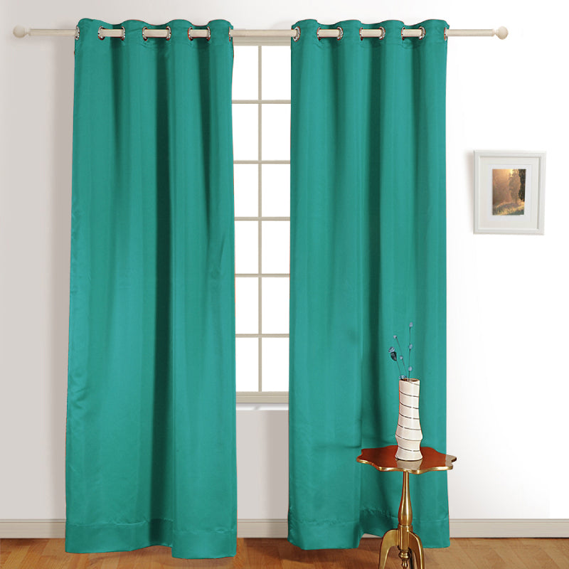 Teal Polyster Blackout Solid Design | 5 Ft, 7 Ft, 9 Ft | Set of 2 Door(7ft)