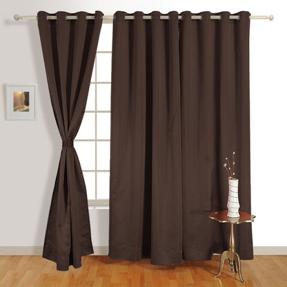 Dark brown Polyster Blackout Solid Design | 5 Ft, 7 Ft, 9 Ft | Set of 2 Door(7ft)