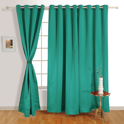 Teal Polyster Blackout Solid Design | 5 Ft, 7 Ft, 9 Ft | Set of 2 Long Door(9ft)