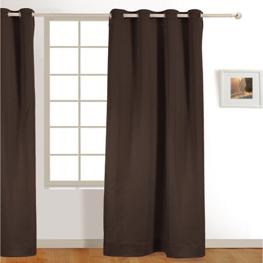 Dark brown Polyster Blackout Solid Design | 5 Ft, 7 Ft, 9 Ft | Set of 2 Long Door(9ft)