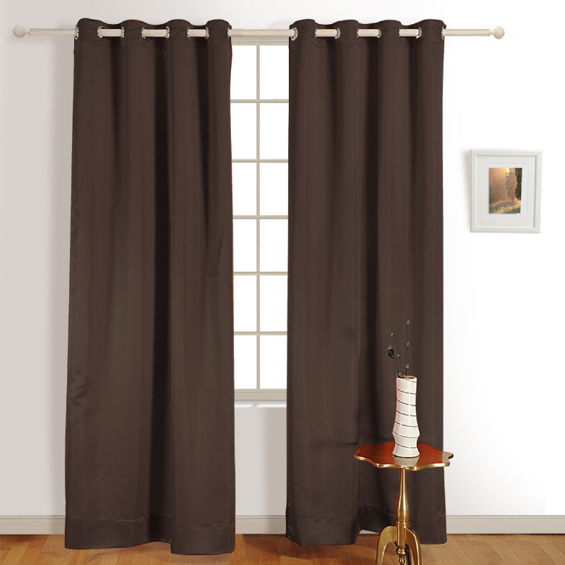 Dark brown Polyster Blackout Solid Design | 5 Ft, 7 Ft, 9 Ft | Set of 2 Long Door(9ft)