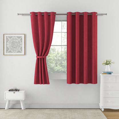 Maroon Polyster Blackout Solid Design | 5 Ft, 7 Ft, 9 Ft | Set of 2 Window(5ft)