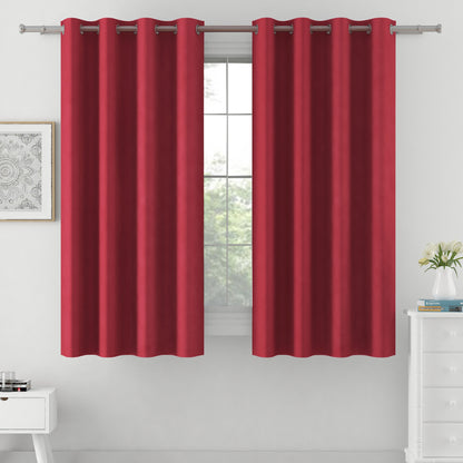 Maroon Polyster Blackout Solid Design | 5 Ft, 7 Ft, 9 Ft | Set of 2 Window(5ft)