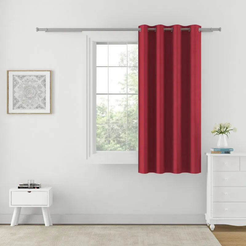 Maroon Polyster Blackout Solid Design | 5 Ft, 7 Ft, 9 Ft | Set of 2 Window(5ft)