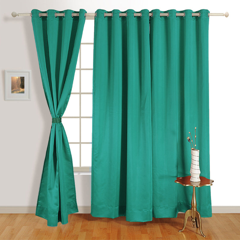 Teal Polyster Blackout Solid Design | 5 Ft, 7 Ft, 9 Ft | Set of 2 Window(5ft)