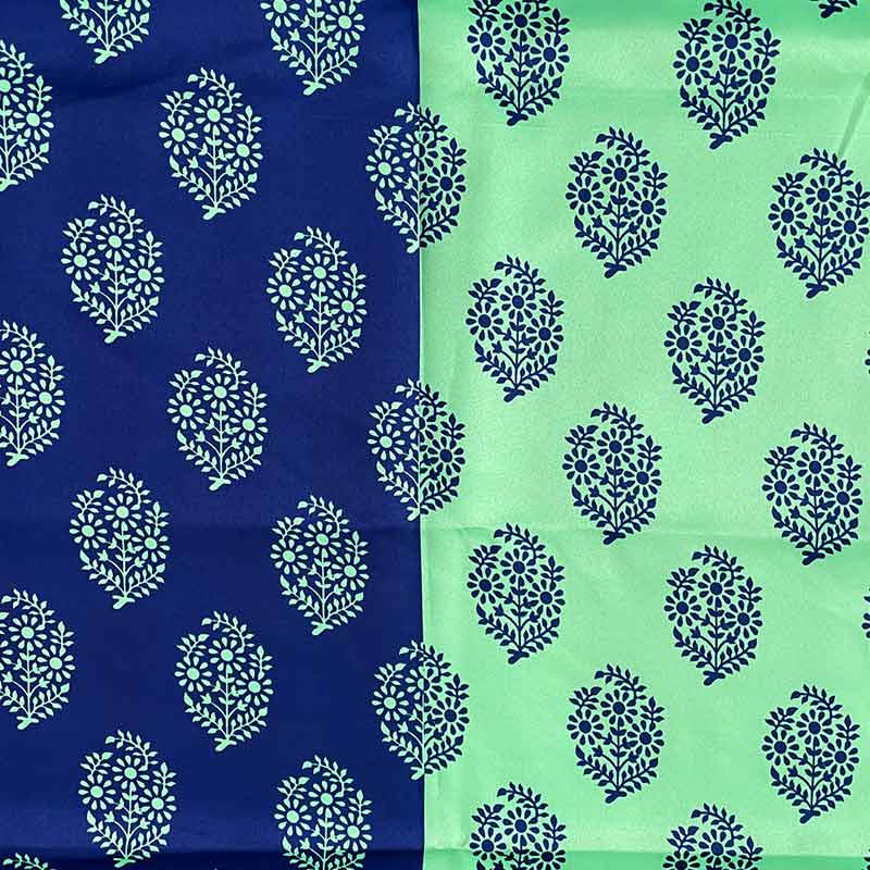 Blue & Green Solid Design Polyester Curtains | Set of 2 | Window, Door, Long Door | 5ft , 7ft , 9ft