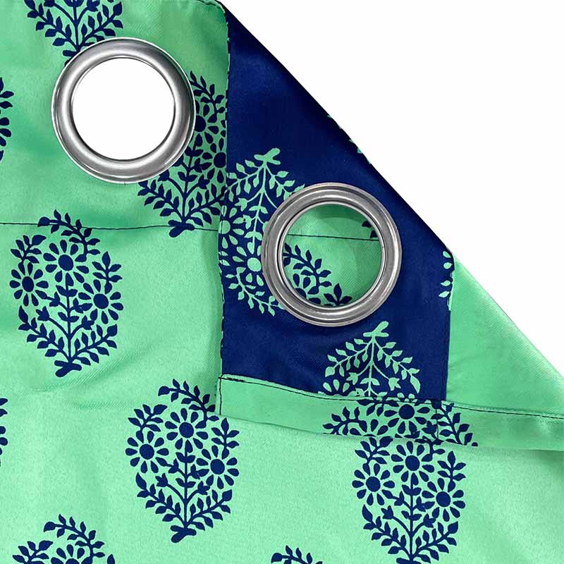 Blue & Green Solid Design Polyester Curtains | Set of 2 | Window, Door, Long Door | 5ft , 7ft , 9ft