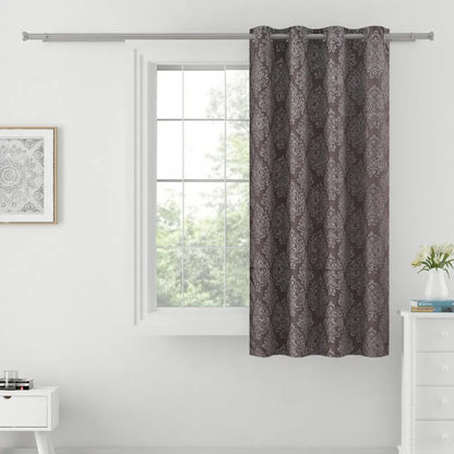 Brown Polyster Blackout Ethnic Motif Design | 5 Ft, 7 Ft, 9 Ft | Set of 2 Window(5ft)