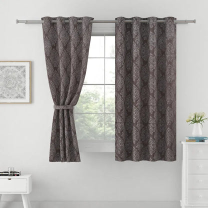 Brown Polyster Blackout Ethnic Motif Design | 5 Ft, 7 Ft, 9 Ft | Set of 2 Window(5ft)