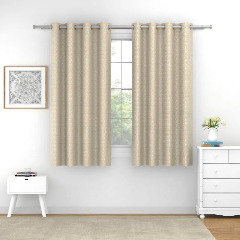 Beige Polyster Blackout Ethnic Motif Design | 5 Ft, 7 Ft, 9 Ft | Set of 2 Window(5ft)