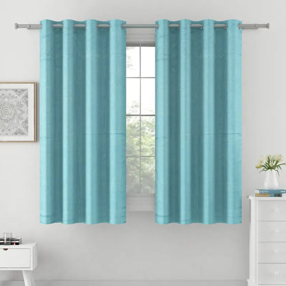 Teal Polyster Blackout Ethnic Motif Design | 5 Ft, 7 Ft, 9 Ft | Set of 2 Window(5ft)