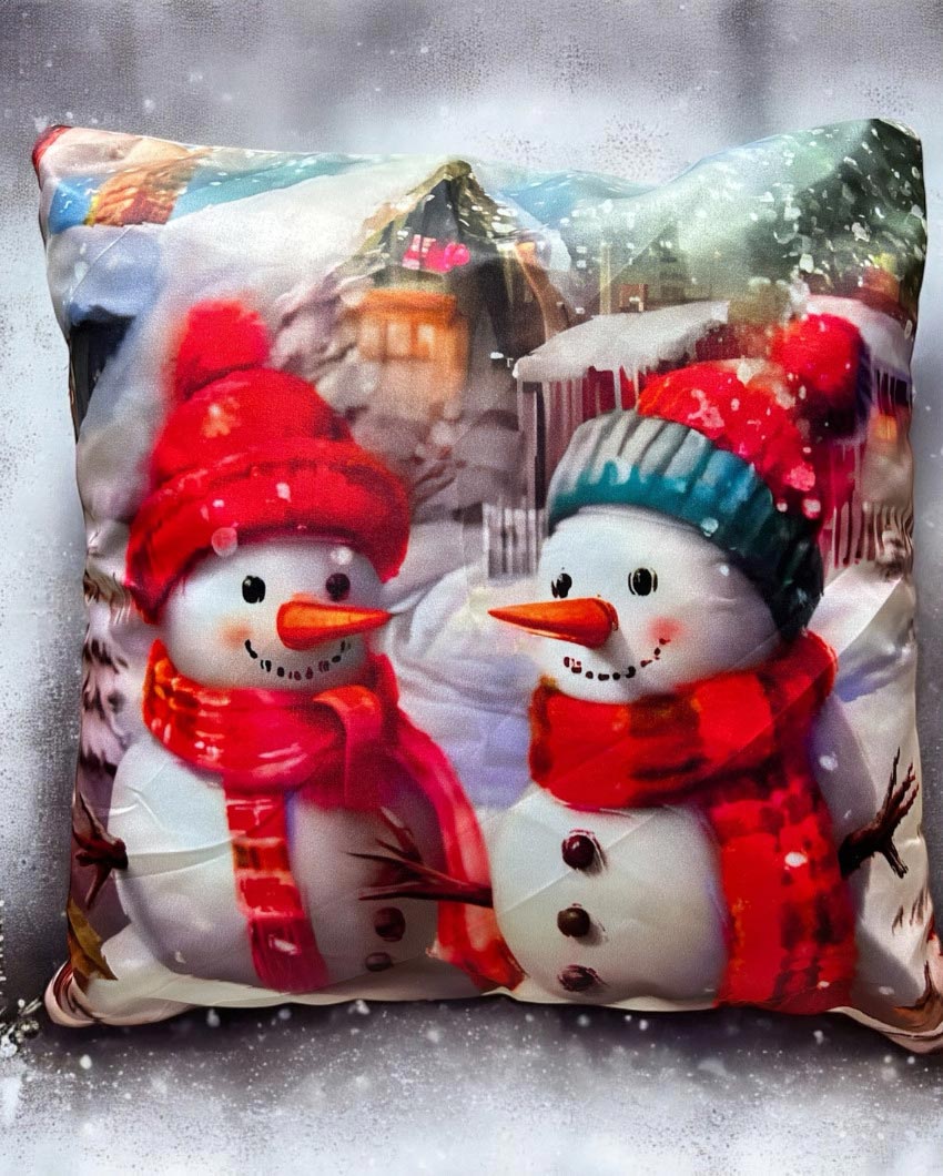 Festive Christmas Satin Cushion Covers | Set Of 4 | 16 x 16 inches