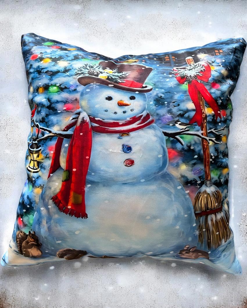 Festive Christmas Satin Cushion Covers | Set Of 4 | 16 x 16 inches