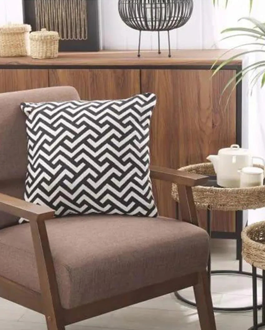 Zig Zag Cotton Jacquard Printed Cushion Cover | Single 18x18 inches