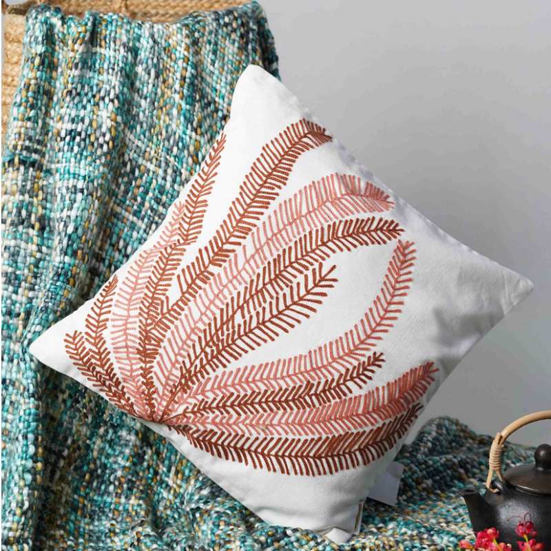 Fern Embroidery Cushion Cover Default Title