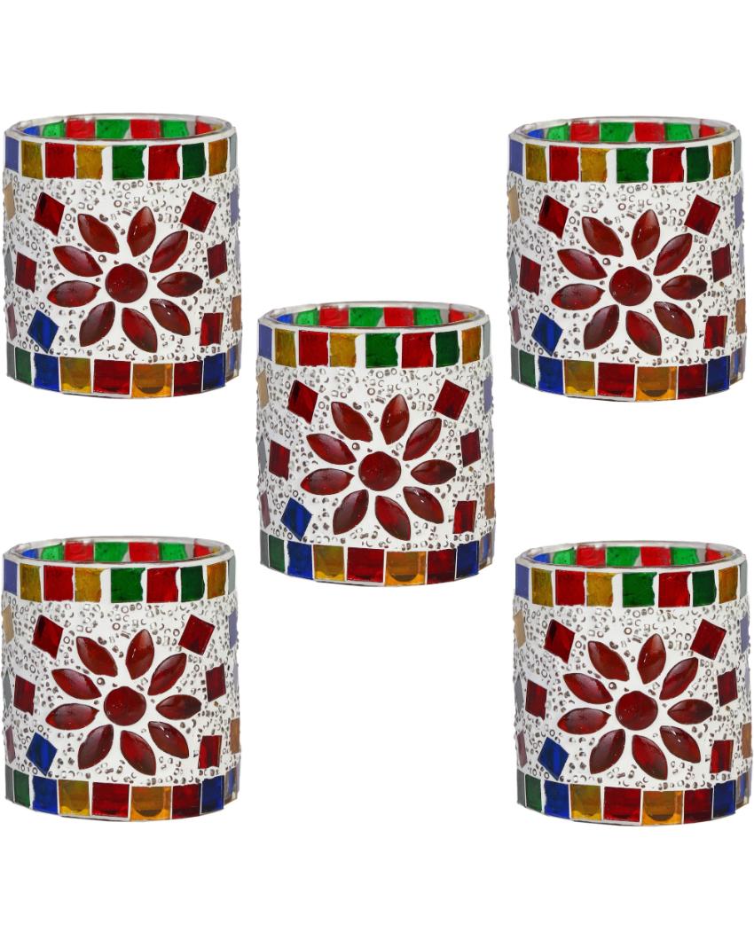 Posh Candle Night Dinner Colorful Glass Tea Light Holder | 3 x 3 inches