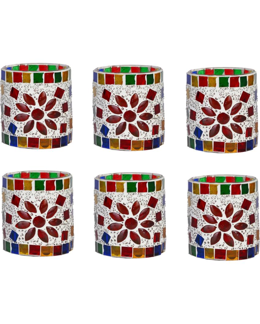 Posh Candle Night Dinner Colorful Glass Tea Light Holder | 3 x 3 inches