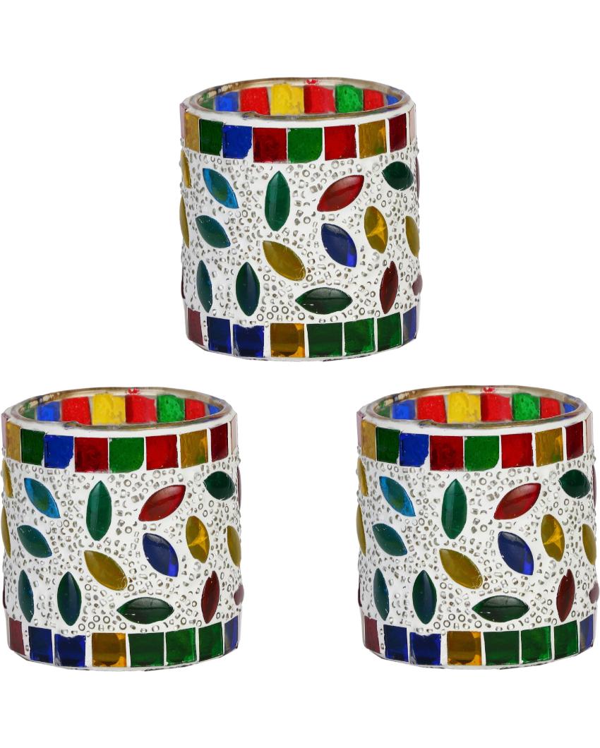 Nic Candle Night Dinner Colorful Glass Tea Light Holder | 3 x 3 inches