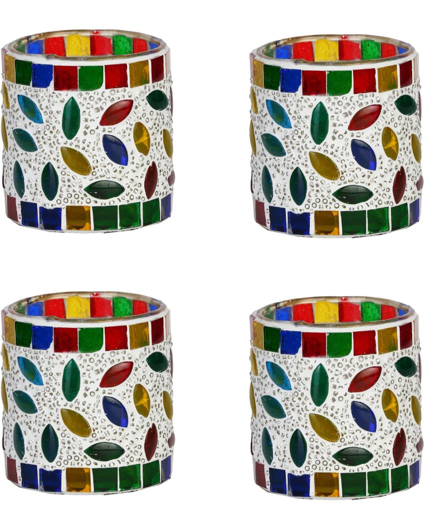 Nic Candle Night Dinner Colorful Glass Tea Light Holder | 3 x 3 inches