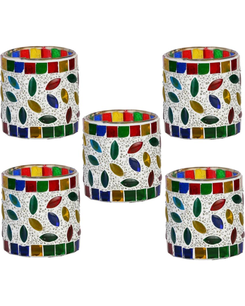 Nic Candle Night Dinner Colorful Glass Tea Light Holder | 3 x 3 inches