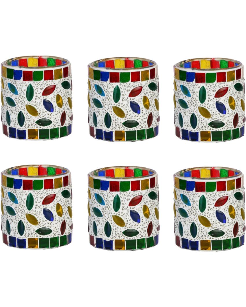 Nic Candle Night Dinner Colorful Glass Tea Light Holder | 3 x 3 inches