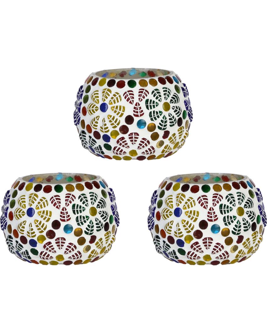 Crafted Candle Night Dinner Colorful Glass Tea Light Holder | 3 x 3 inches