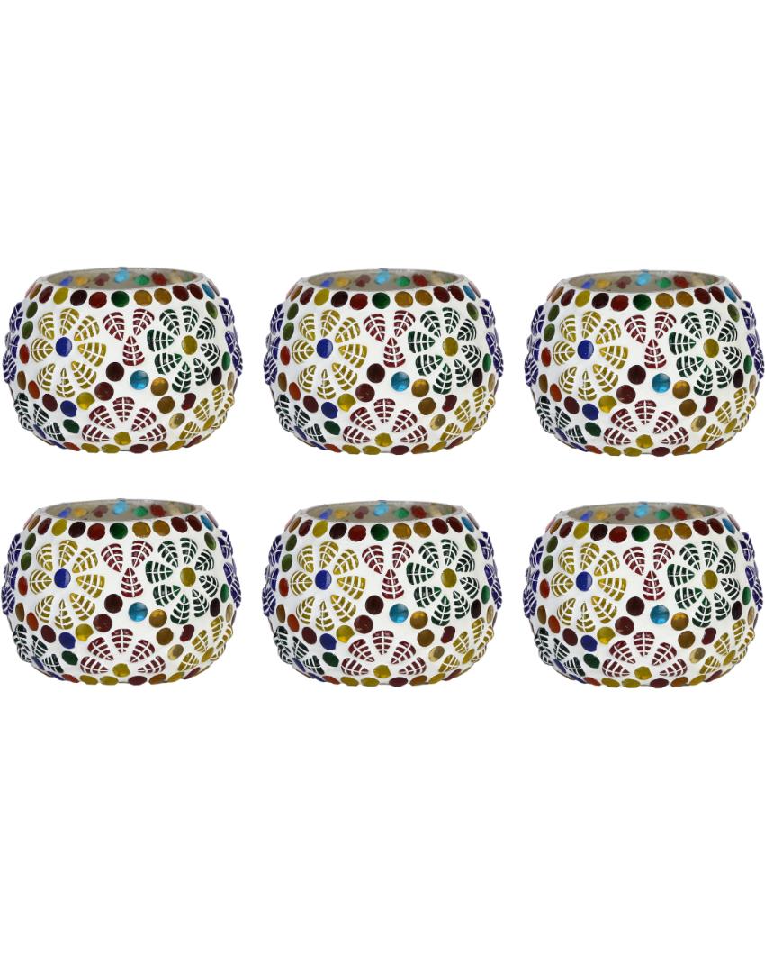 Crafted Candle Night Dinner Colorful Glass Tea Light Holder | 3 x 3 inches