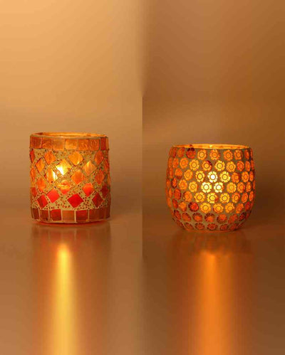 Chill Candle Night Dinner Colorful Glass Tea Light Holders | Set Of 2