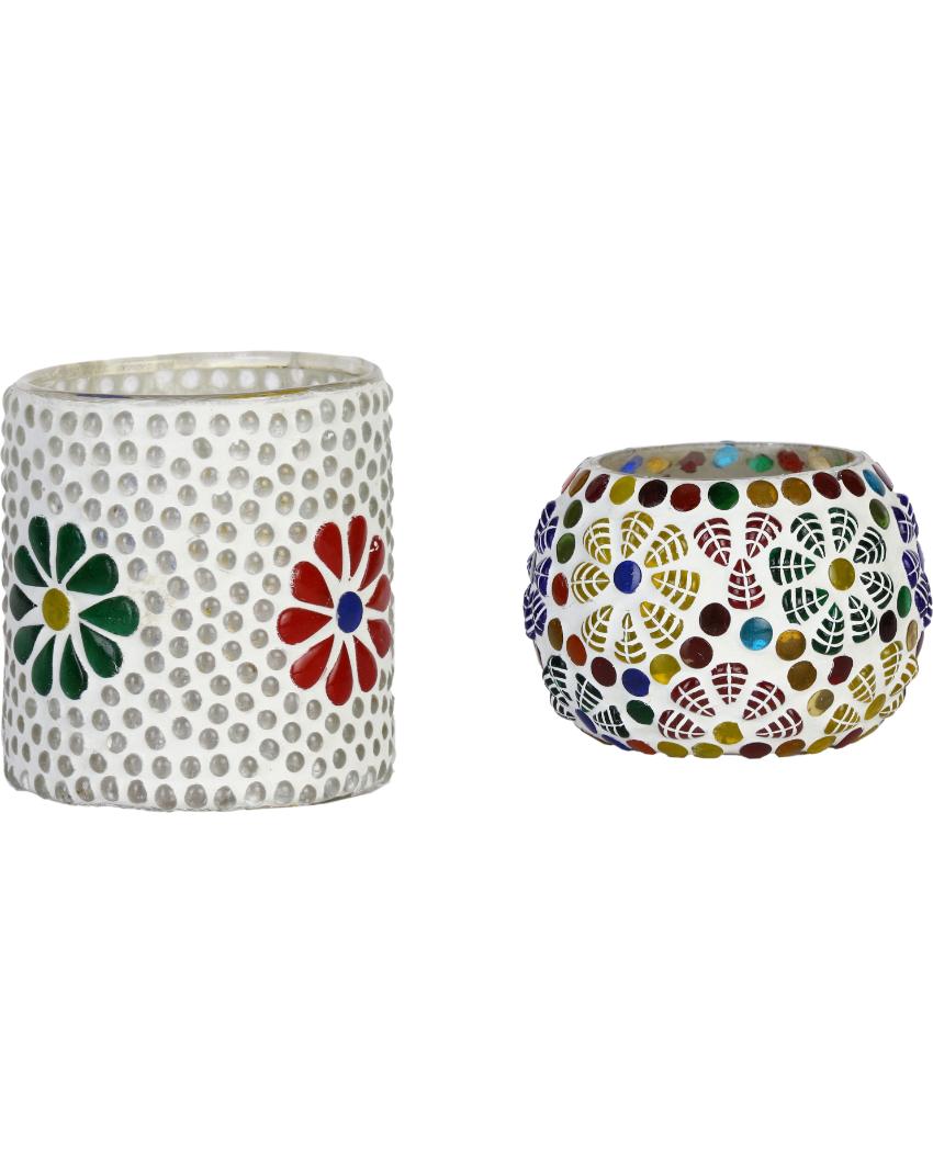 Urban Candle Night Dinner Colorful Glass Tea Light Holders | Set Of 2