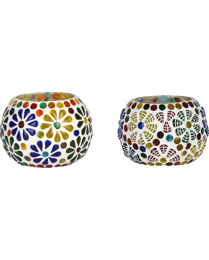 Visionary Candle Night Dinner Colorful Glass Tea Light Holders | Set Of 2