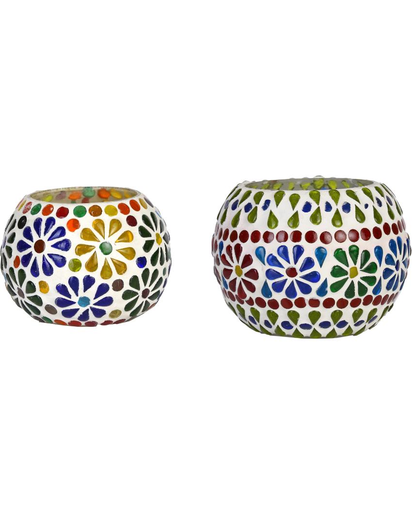 Trendsetter Candle Night Dinner Colorful Glass Tea Light Holders | Set Of 2