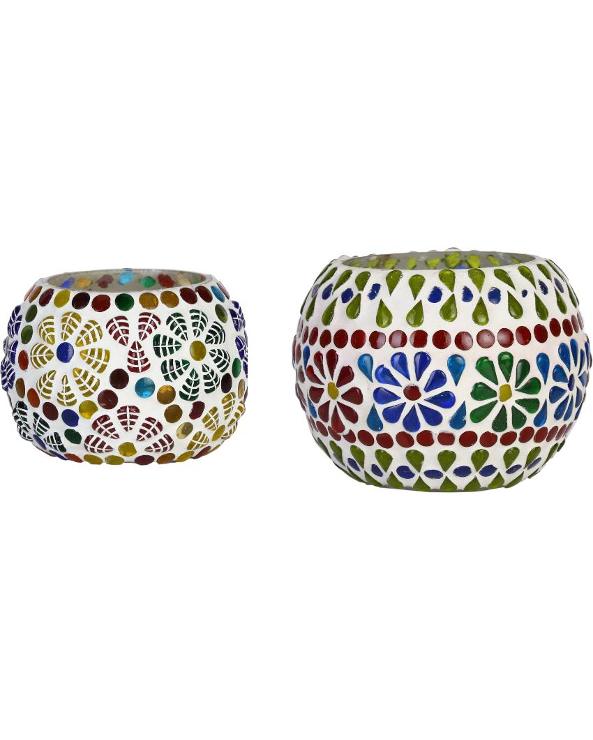 Synergy Candle Night Dinner Colorful Glass Tea Light Holders | Set Of 2