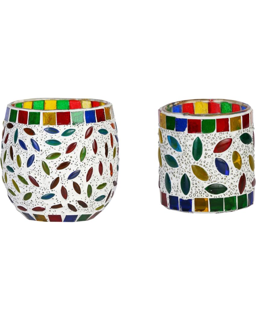 Pop-Up Candle Night Dinner Colorful Glass Tea Light Holders | Set Of 2