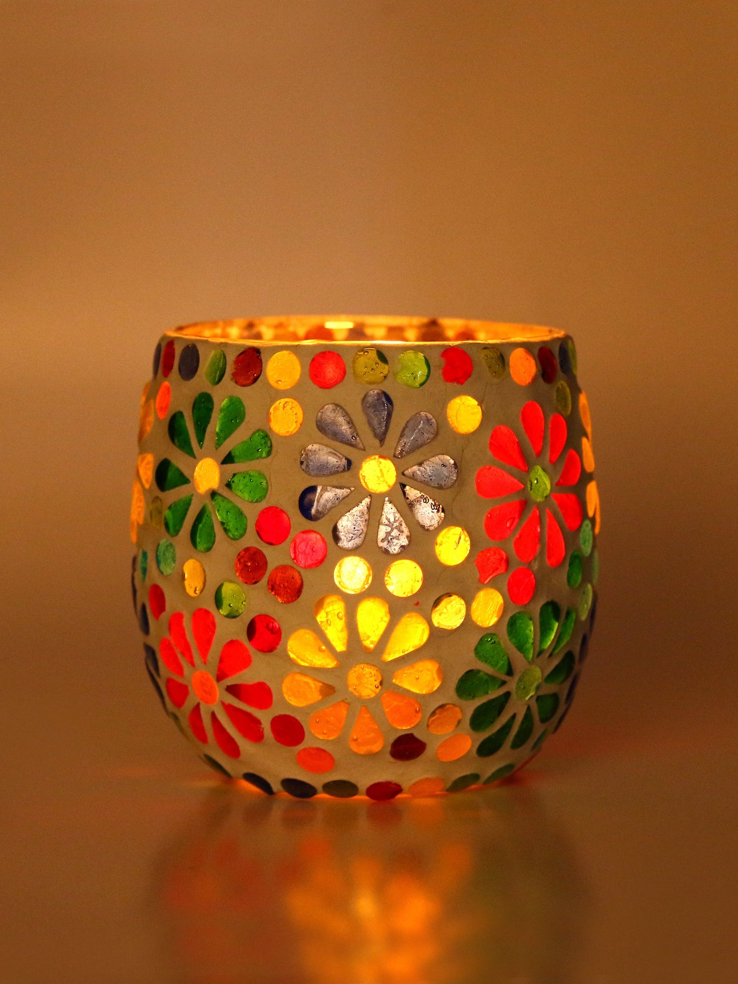 Distinctive Candle Night Dinner Colorful Glass Tea Light Holders | Set Of 2