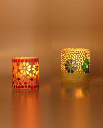 Tech-Savvy Candle Night Dinner Glass Tea Light Holders | Set Of 2