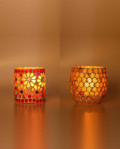 Effervescent Candle Night Dinner Glass Tea Light Holders | Set Of 2