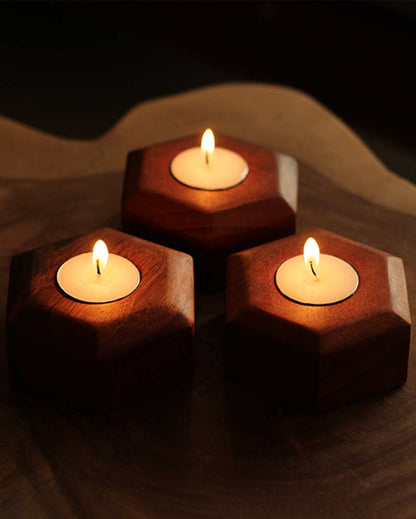 Elegant Candles With Holders | Set of 3 | 3 x 3 inches