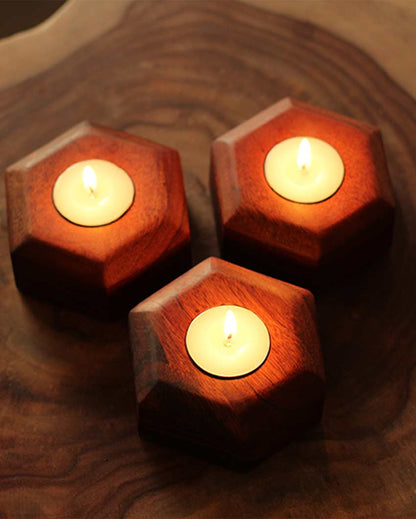 Elegant Candles With Holders | Set of 3 | 3 x 3 inches